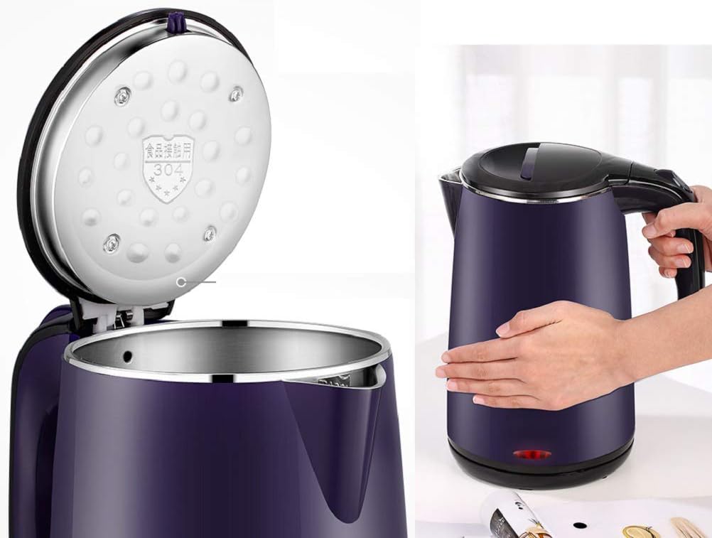 Household Stainless Steel Electric Kettle, Insulation Integrated Automatic Power Off Electric Kettle Present (Purple)