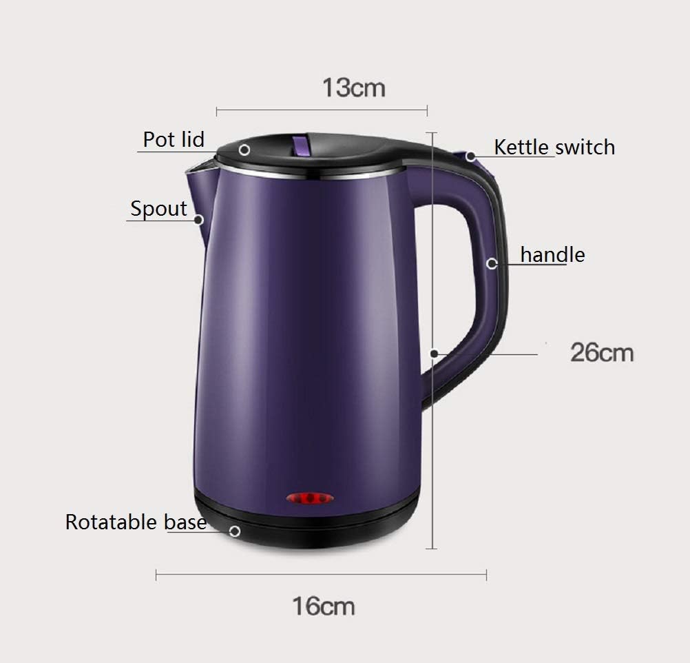 Household Stainless Steel Electric Kettle, Insulation Integrated Automatic Power Off Electric Kettle Present (Purple)