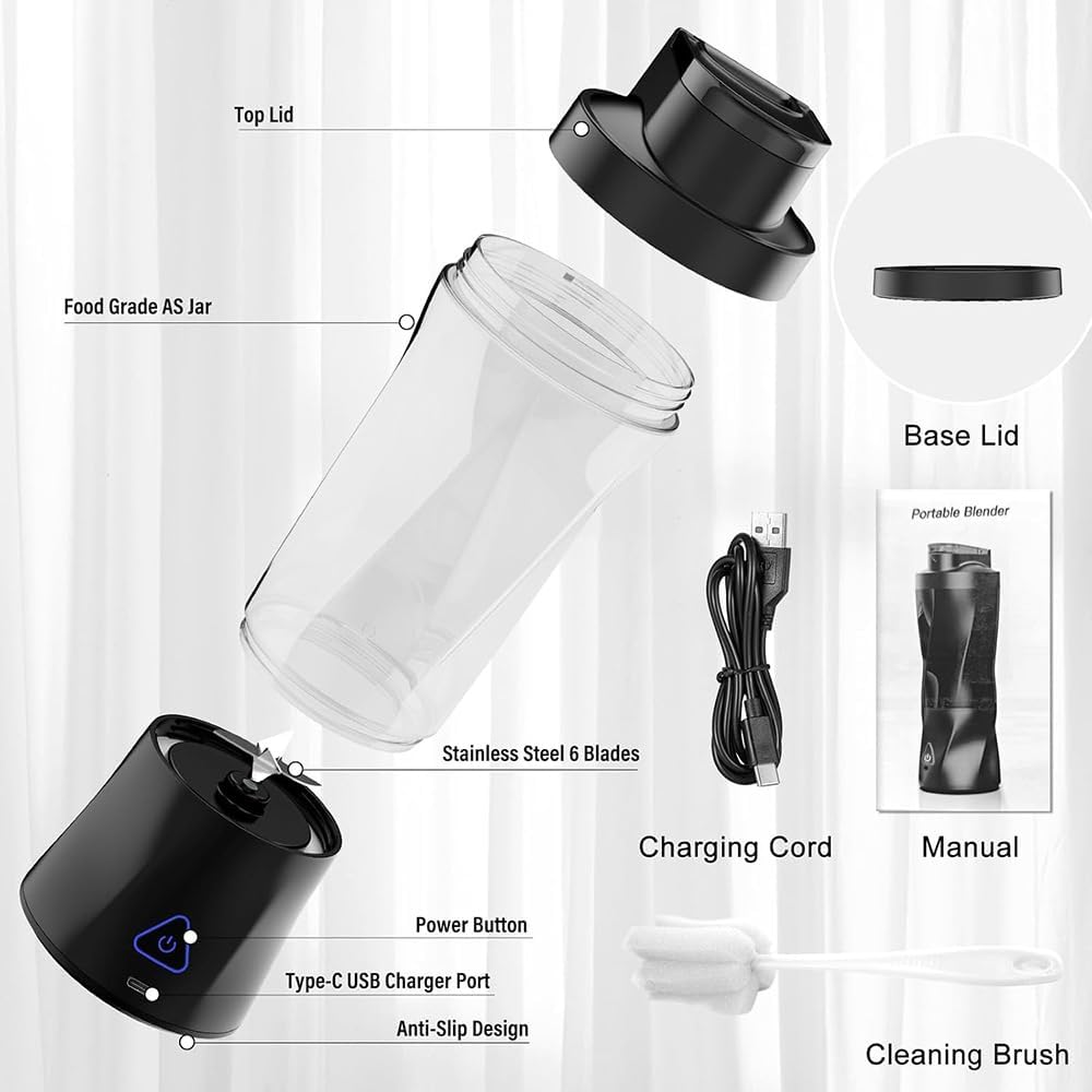 Portable Blender Rechargable, Personal Size Juicer for Shakes and Smoothies, 700ml Blender Cup for Travel Picnic Office Gym Kitchen