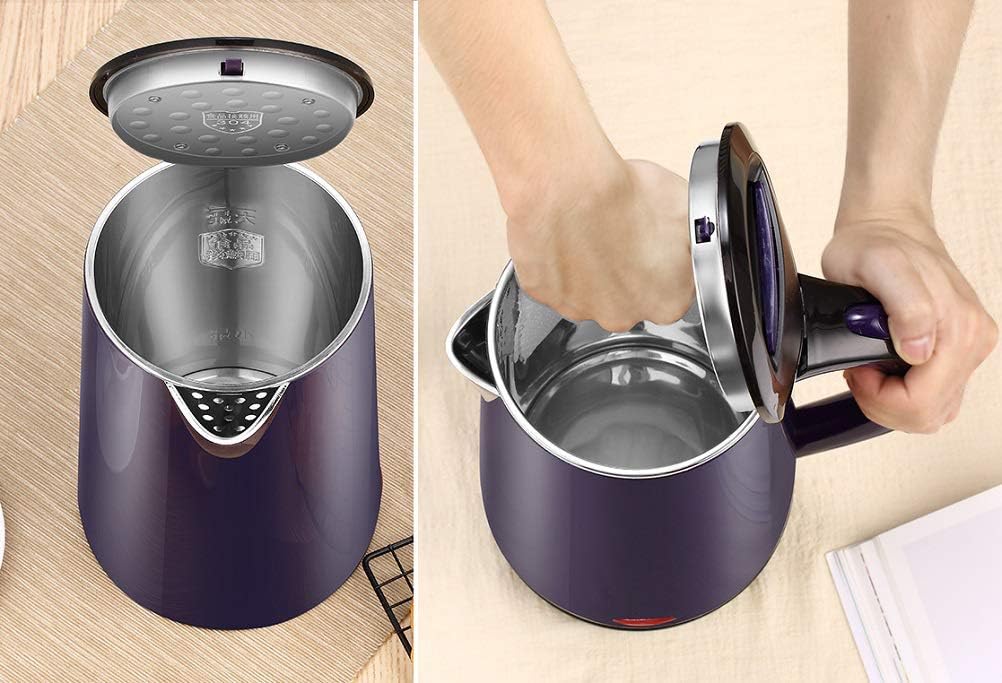 Household Stainless Steel Electric Kettle, Insulation Integrated Automatic Power Off Electric Kettle Present (Purple)