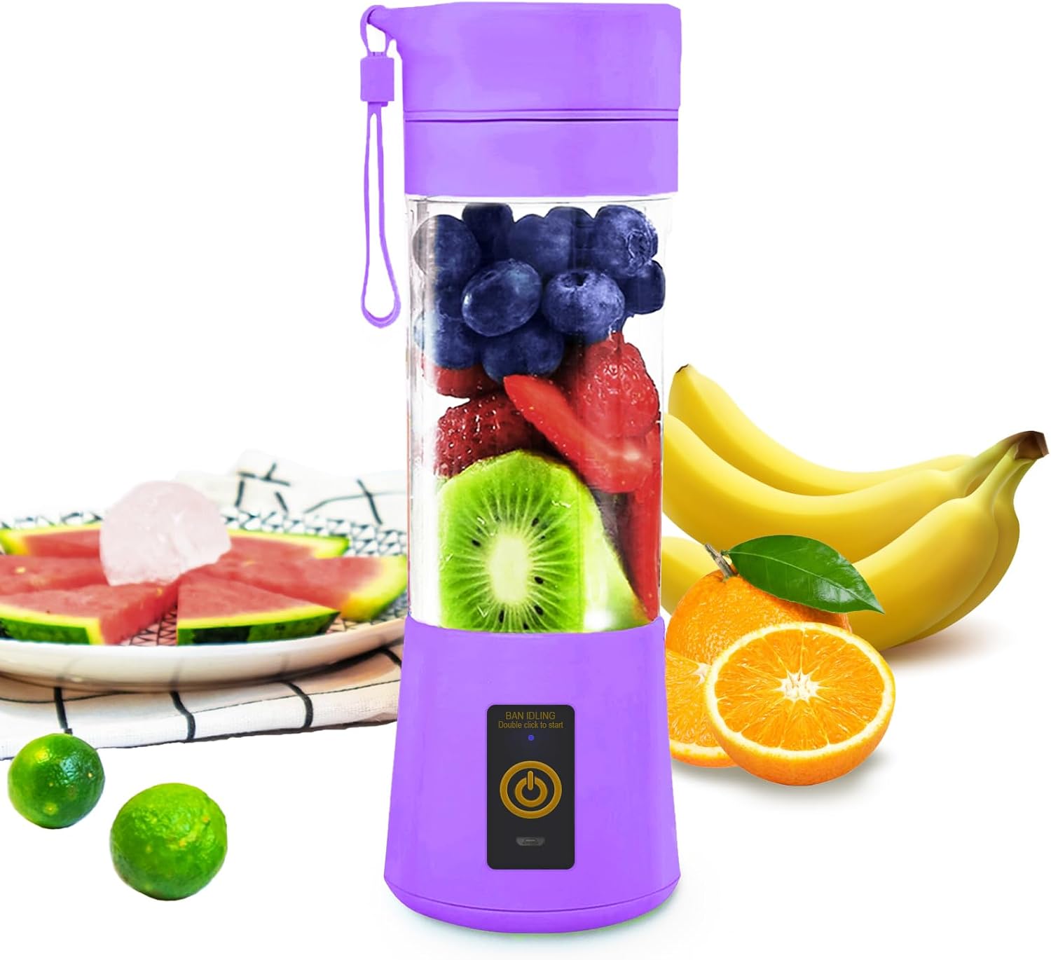 Portable Blender-13Oz Mini Blender Upgrade The 6-Blade, Baby Food Blender Fruit Mixing Machine for Shakes, Smoothies, Travel Bottles Bowls (Purple)