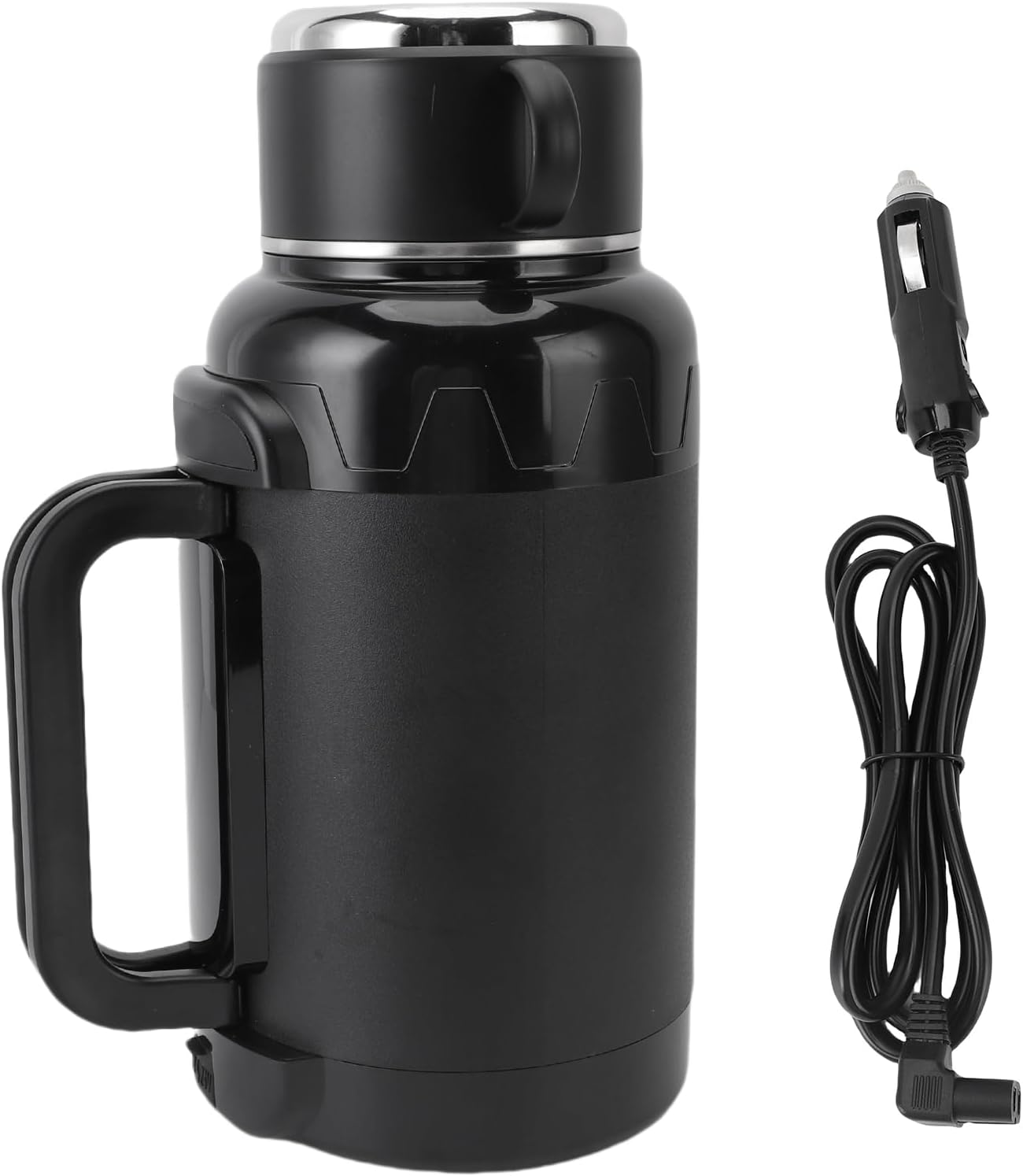 1500ML Car Electric Kettle, 304 Stainless Steel Car Water Boiler, Anti Dry Burn Truck Heating Cup with LED Temperature Display & Foldable Handle, Ideal for Cars or Trucks