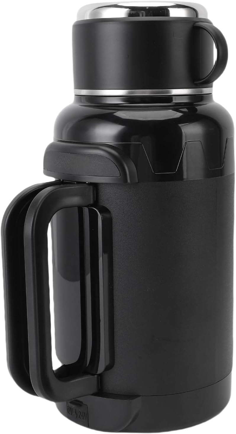 1500ML Car Electric Kettle, 304 Stainless Steel Car Water Boiler, Anti Dry Burn Truck Heating Cup with LED Temperature Display & Foldable Handle, Ideal for Cars or Trucks