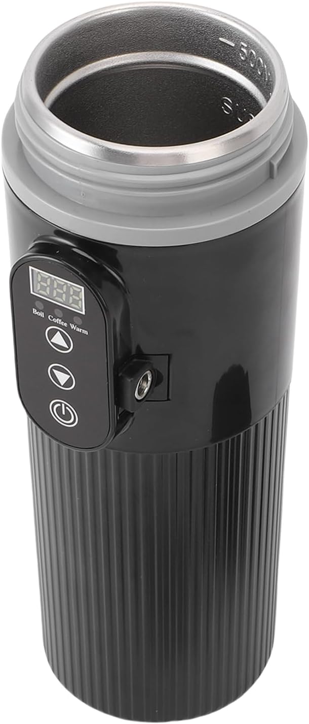 Temperature Display Car Electric Kettle Touchscreen 304 Stainless Steel Heated Travel Mug for On-the-Go 500ML