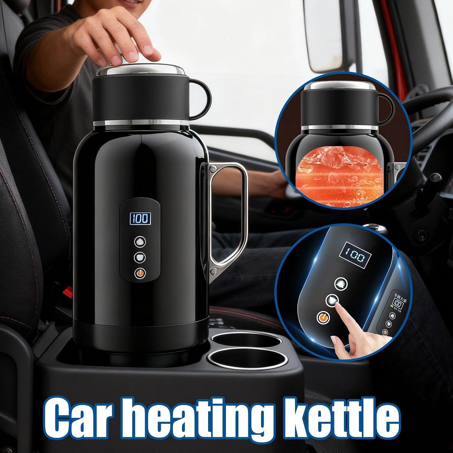 Electric Kettle Tea Container 1.5L 12/24V | Electric Water Kettle For Daily Commuting, Outdoor, Road Trips, Travel, Camping And Driving