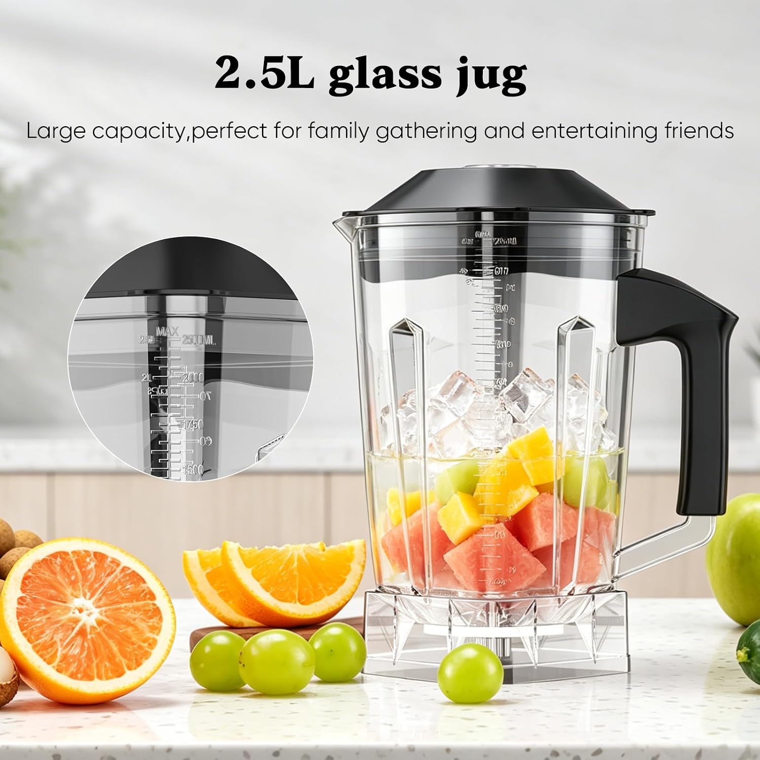 Multi-Function Blender, 9500w Heavy Duty Blender, Kitchen Blenders, 24000rpm, 2.5l/Bpa Free/Stainless Steel Hard Blade, 8 Blades, for Crushing Frozen Fruits, Ice Cubes, Milkshakes, Cocktails