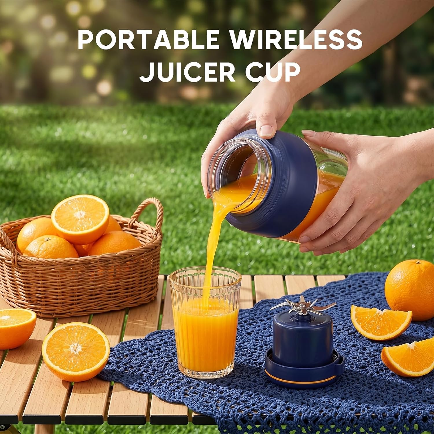 Portable Wireless Juicer Cup, 45 Oz Portable Juicer Blender for Fruits, Vegetables, Smoothies & Travel