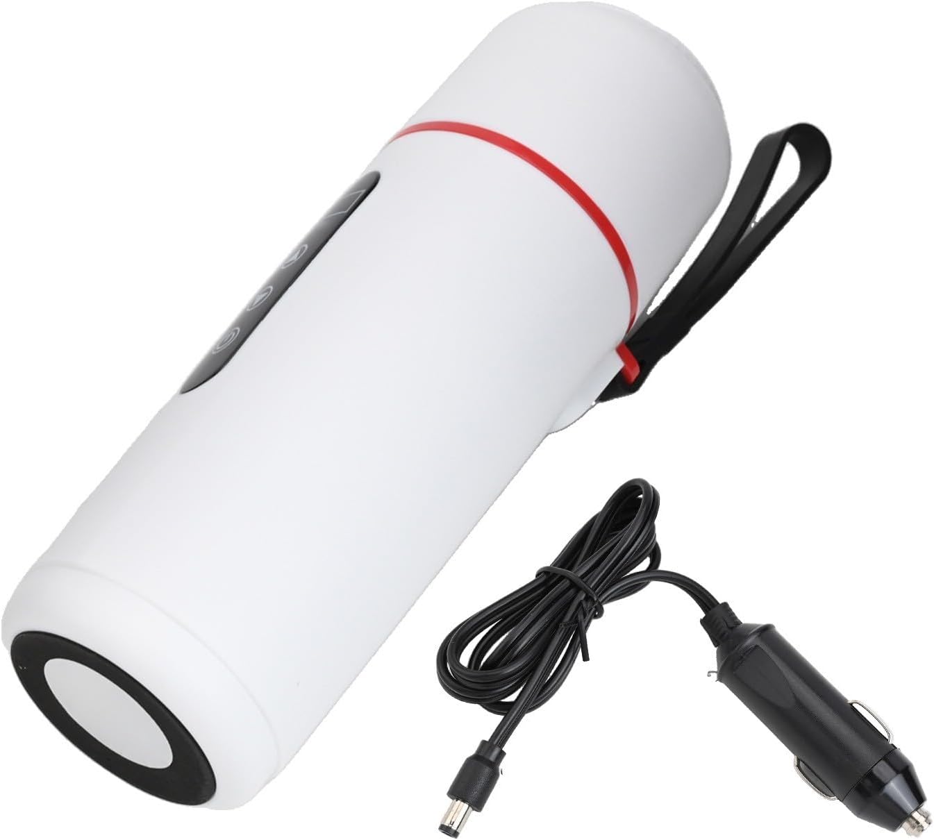 500ml Electric Car Kettle 12V 24V USB LCD(White) | Touch control interface, LCD temp display, 12V/24V/5V compatible, fast boiling, car truck SUV use