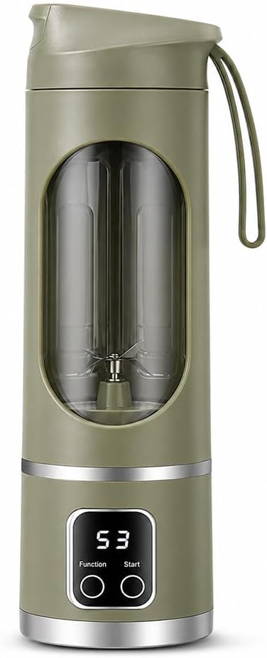 Portable Juicer Blender, 450ml 12 Blades USB Rechargeable Smoothie Maker with Travel Lid for Smoothies Milkshakes Fresh Juices & Iced Drinks, Blender Cup for Home, Gym, Outdoor (Green)