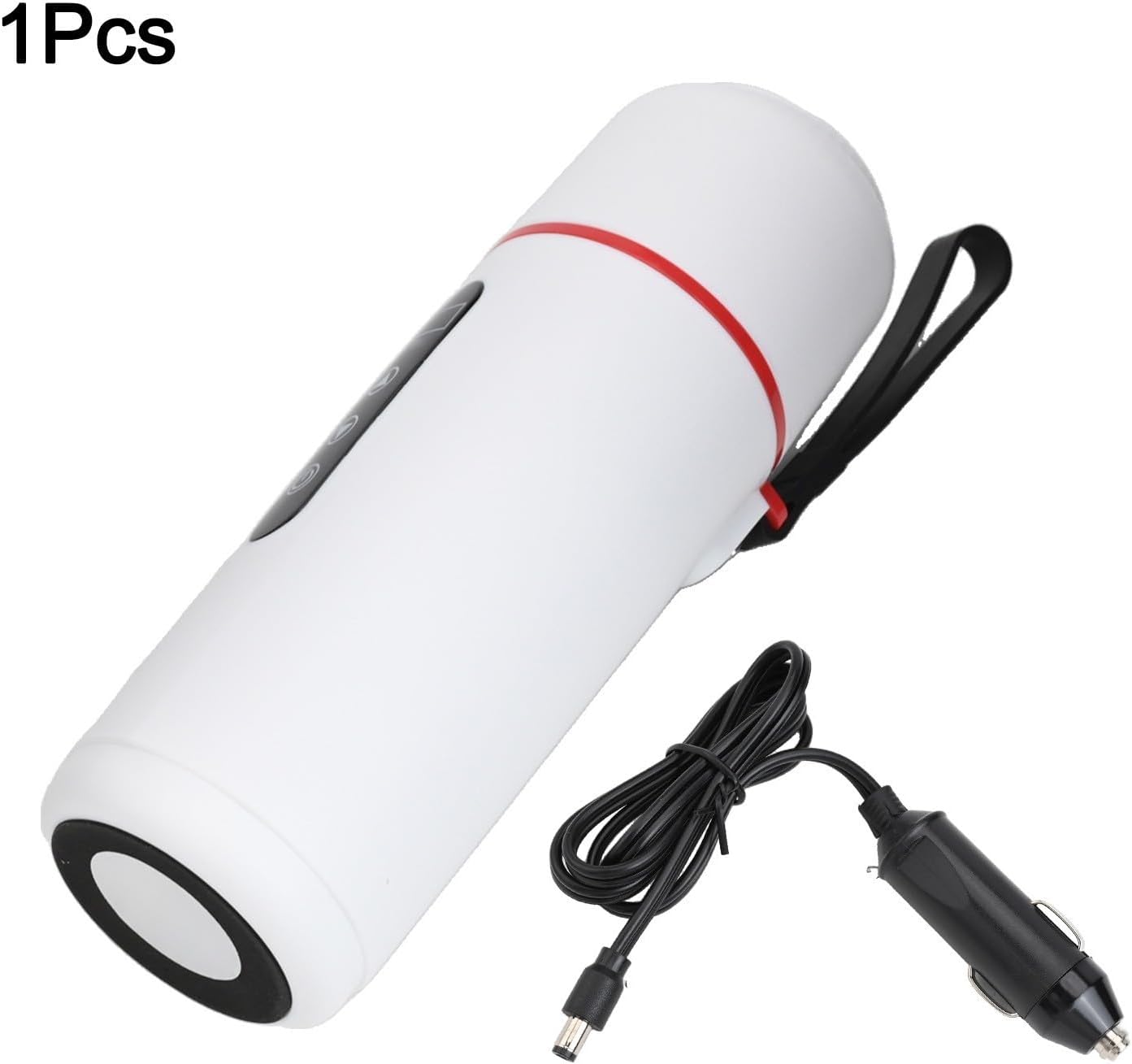 500ml Electric Car Kettle 12V 24V USB LCD(White) | Touch control interface, LCD temp display, 12V/24V/5V compatible, fast boiling, car truck SUV use