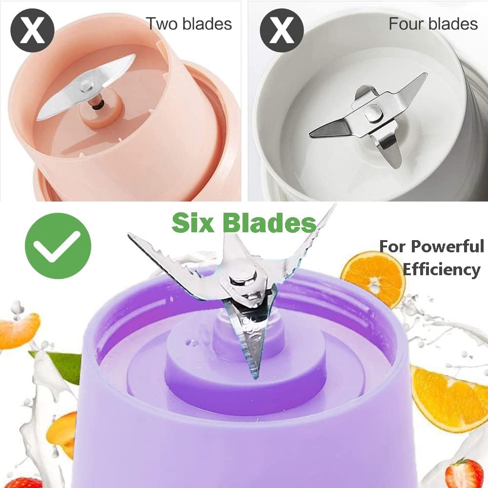 Portable Blender-13Oz Mini Blender Upgrade The 6-Blade, Baby Food Blender Fruit Mixing Machine for Shakes, Smoothies, Travel Bottles Bowls (Purple)