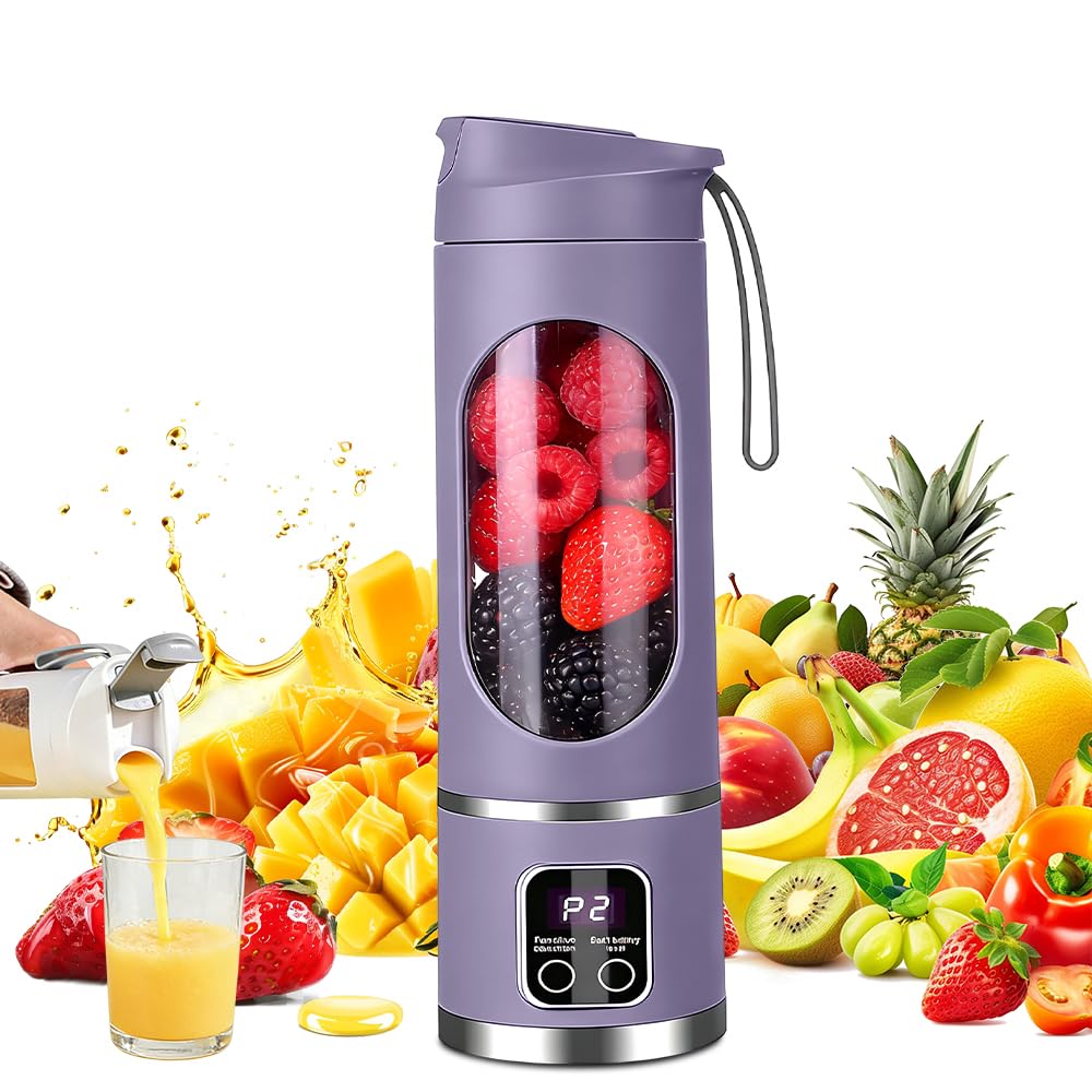 Portable Juicer Blender, 450ml 12 Blades USB Rechargeable Smoothie Maker with Travel Lid for Smoothies Milkshakes Fresh Juices & Iced Drinks, Blender Cup for Home, Gym, Outdoor (Green)