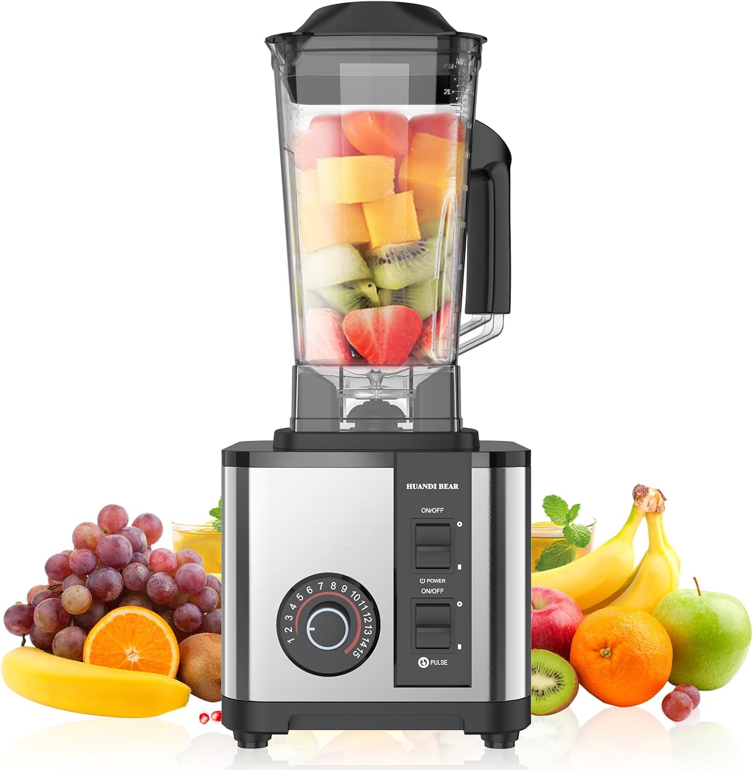 Multi-Function Blender, 9500w Heavy Duty Blender, Kitchen Blenders, 24000rpm, 2.5l/Bpa Free/Stainless Steel Hard Blade, 8 Blades, for Crushing Frozen Fruits, Ice Cubes, Milkshakes, Cocktails