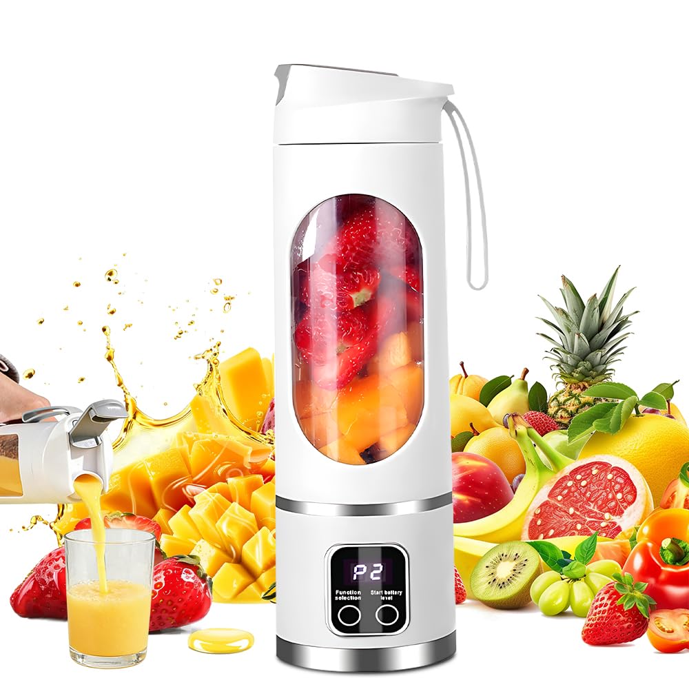 Portable Juicer Blender, 450ml 12 Blades USB Rechargeable Smoothie Maker with Travel Lid for Smoothies Milkshakes Fresh Juices & Iced Drinks, Blender Cup for Home, Gym, Outdoor (Green)
