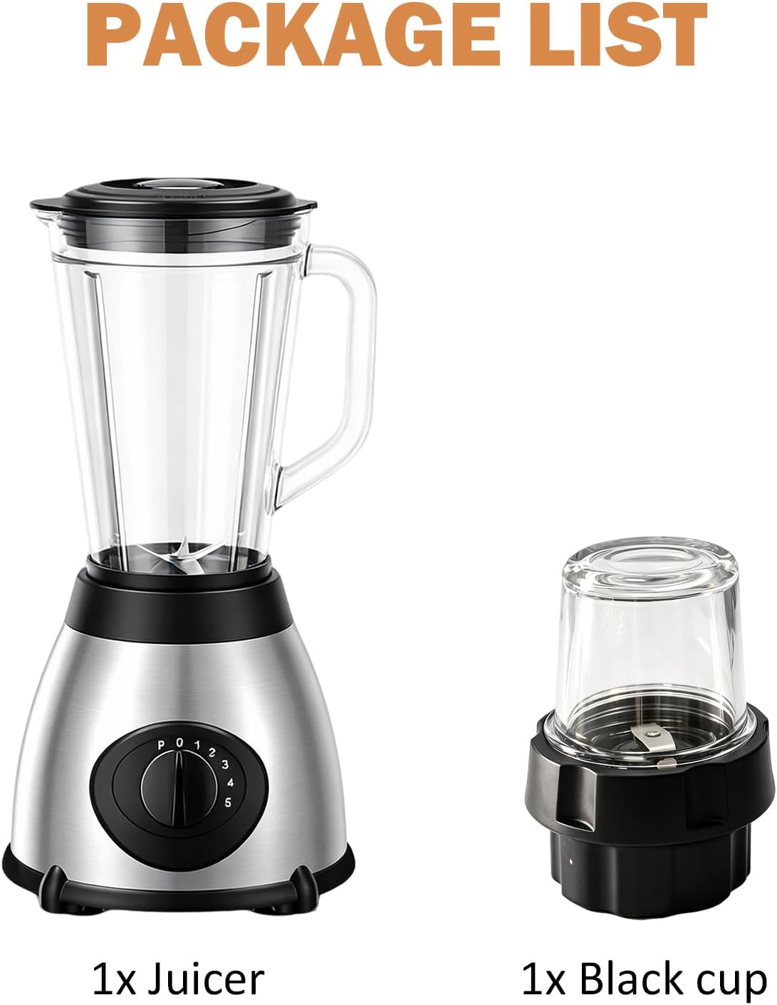 1.5L Electric Blender Smoothie Maker with Grinder 5 Speed UK Plug | Pulse function, Stainless steel blades, Removable jug, Ice crushing, Fruit & spice grinding