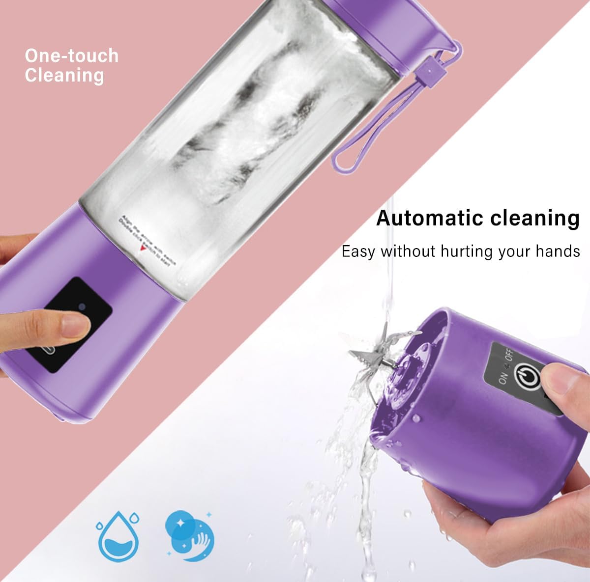 Portable Blender-13Oz Mini Blender Upgrade The 6-Blade, Baby Food Blender Fruit Mixing Machine for Shakes, Smoothies, Travel Bottles Bowls (Purple)