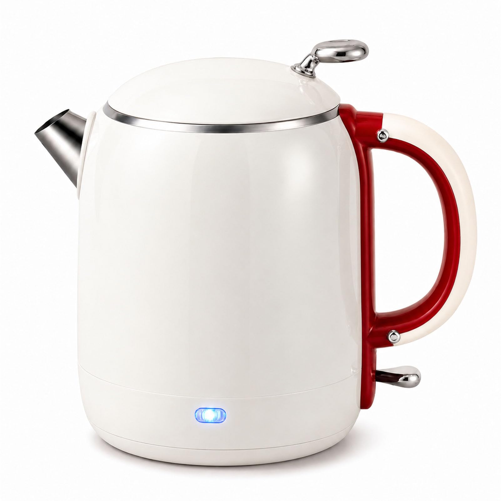 Electric Water Kettle 1L 1355W Stainless Steel Interior Easy Pour Red Red,1L | 304 stainless steel inner liner, lid underside and spout provide durable water contact surfaces for everyday boiling