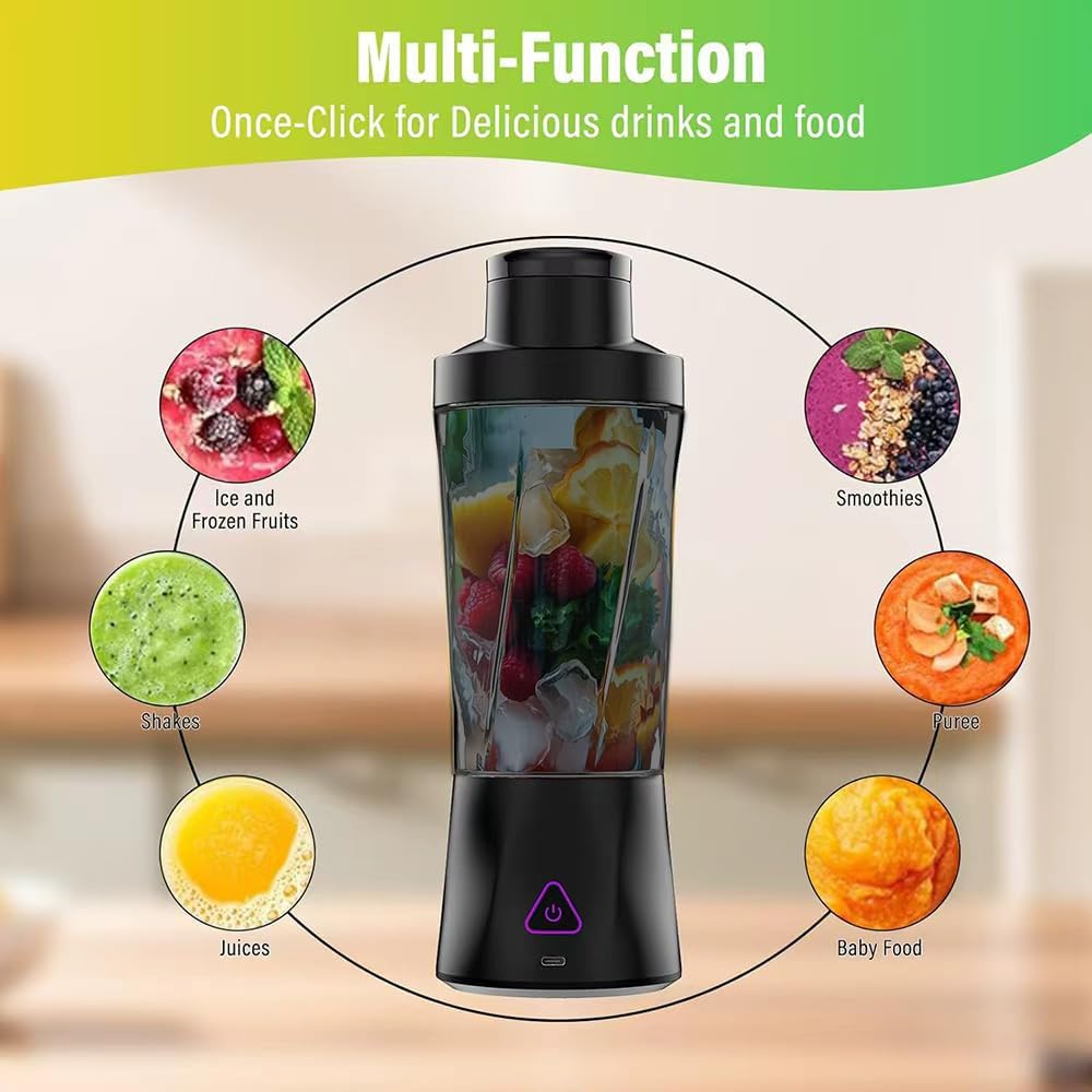 Portable Blender Rechargable, Personal Size Juicer for Shakes and Smoothies, 700ml Blender Cup for Travel Picnic Office Gym Kitchen