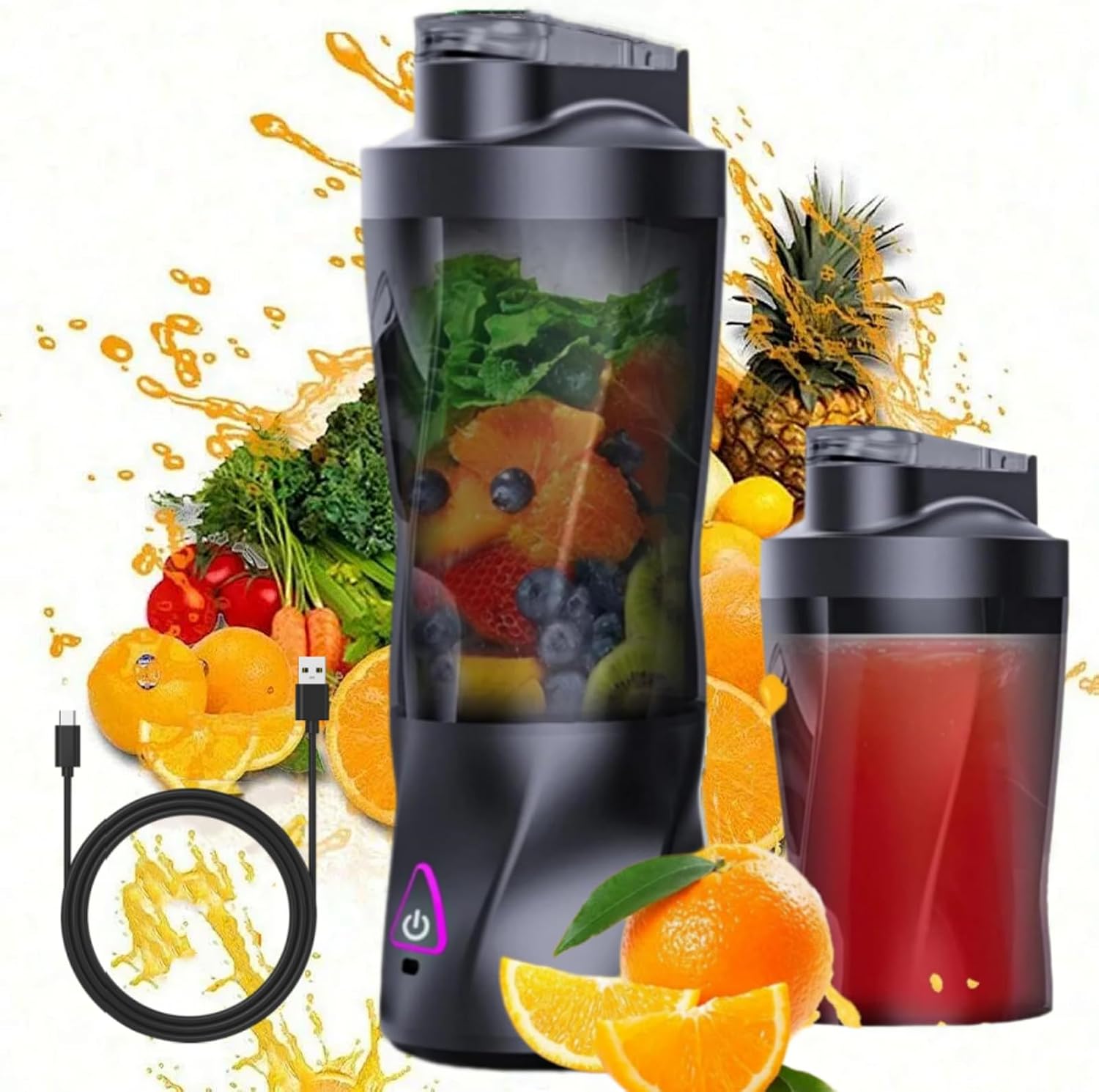 Portable Blender Rechargable, Personal Size Juicer for Shakes and Smoothies, 700ml Blender Cup for Travel Picnic Office Gym Kitchen