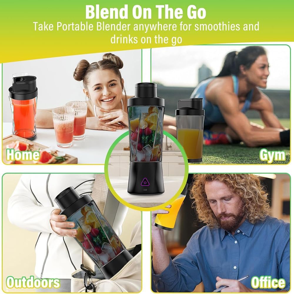 Portable Blender Rechargable, Personal Size Juicer for Shakes and Smoothies, 700ml Blender Cup for Travel Picnic Office Gym Kitchen