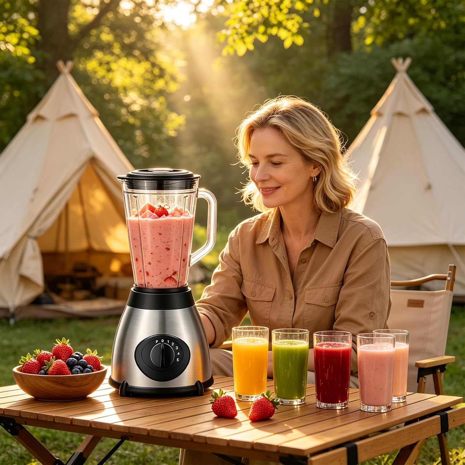 1.5L Electric Blender Smoothie Maker with Grinder 5 Speed UK Plug | Pulse function, Stainless steel blades, Removable jug, Ice crushing, Fruit & spice grinding