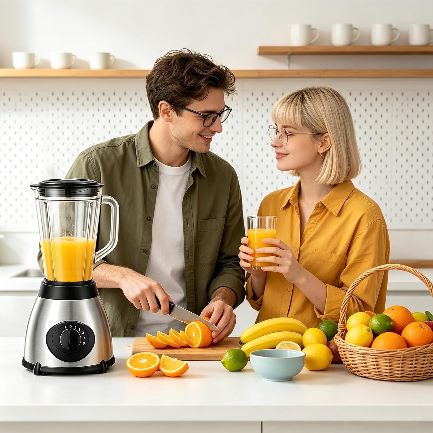 1.5L Electric Blender Smoothie Maker with Grinder 5 Speed UK Plug | Pulse function, Stainless steel blades, Removable jug, Ice crushing, Fruit & spice grinding