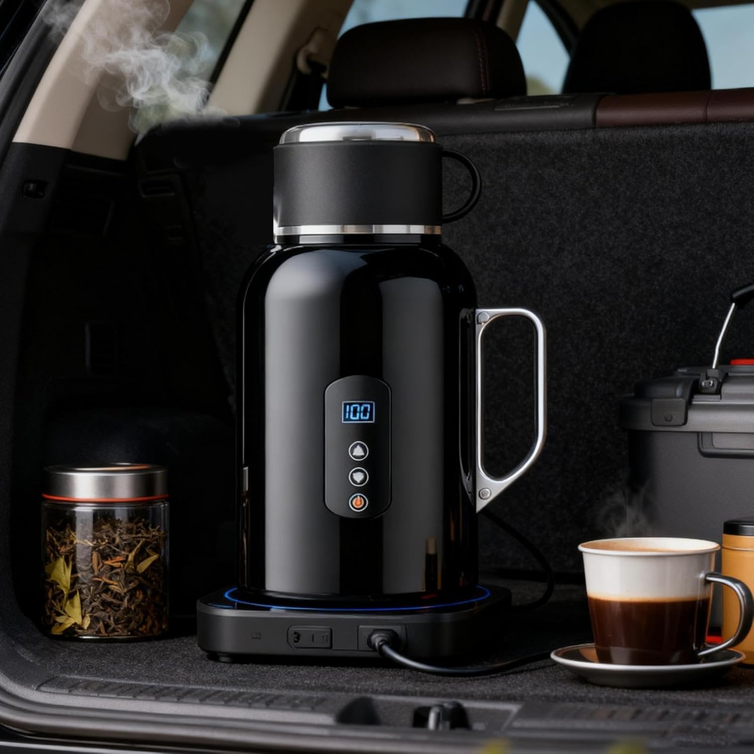 Electric Kettle Tea Container 1.5L 12/24V | Electric Water Kettle For Daily Commuting, Outdoor, Road Trips, Travel, Camping And Driving