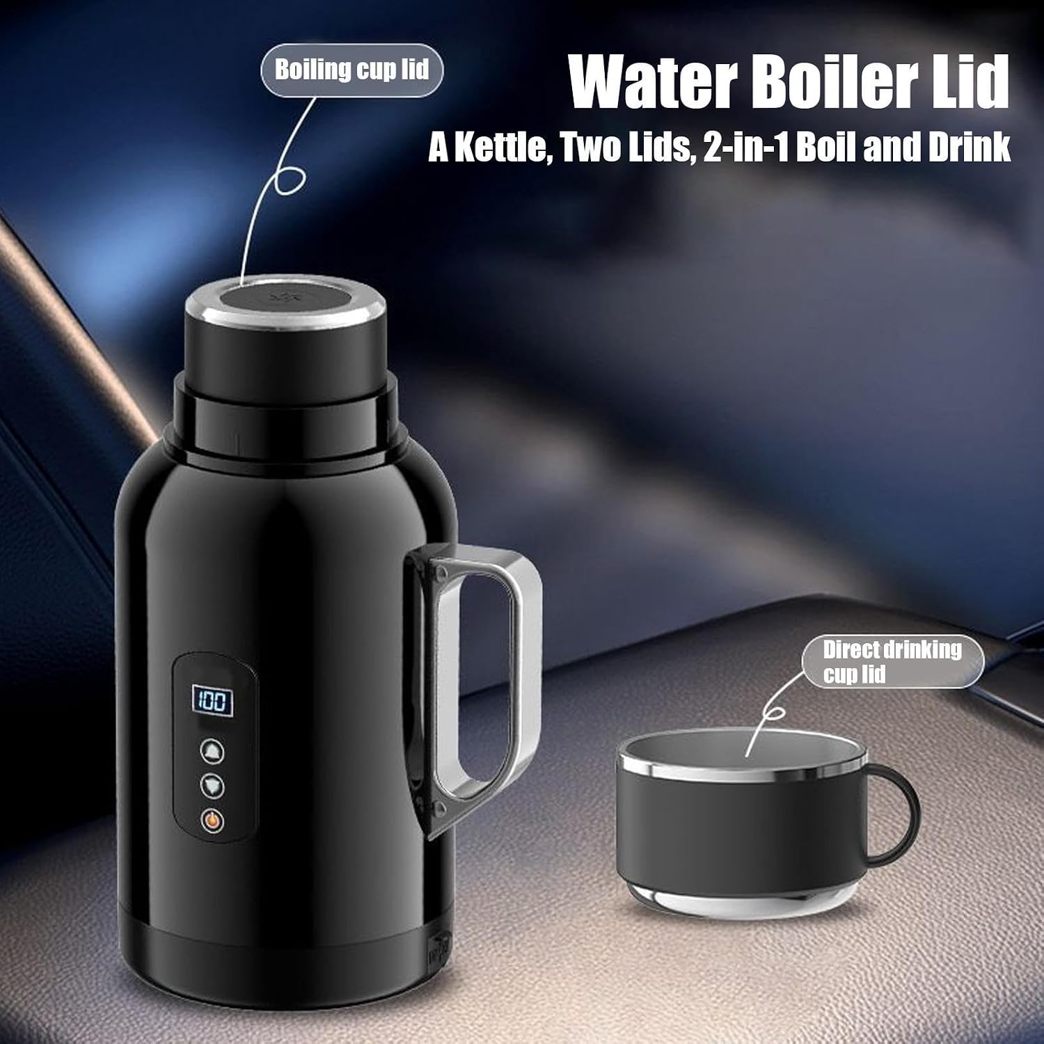 Electric Kettle Tea Container 1.5L 12/24V | Electric Water Kettle For Daily Commuting, Outdoor, Road Trips, Travel, Camping And Driving