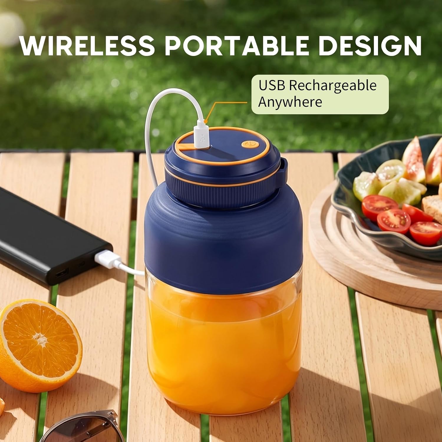 Portable Wireless Juicer Cup, 45 Oz Portable Juicer Blender for Fruits, Vegetables, Smoothies & Travel