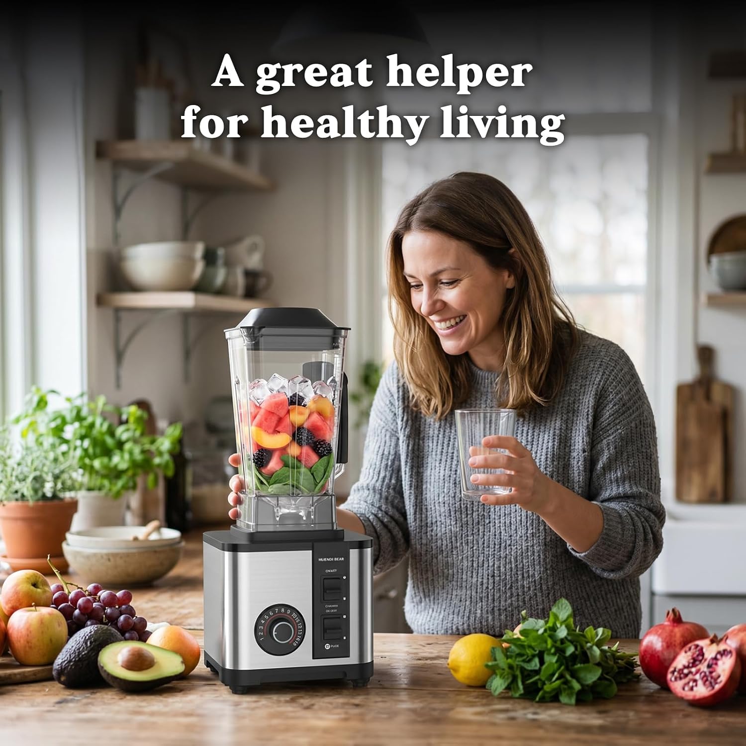 Multi-Function Blender, 9500w Heavy Duty Blender, Kitchen Blenders, 24000rpm, 2.5l/Bpa Free/Stainless Steel Hard Blade, 8 Blades, for Crushing Frozen Fruits, Ice Cubes, Milkshakes, Cocktails