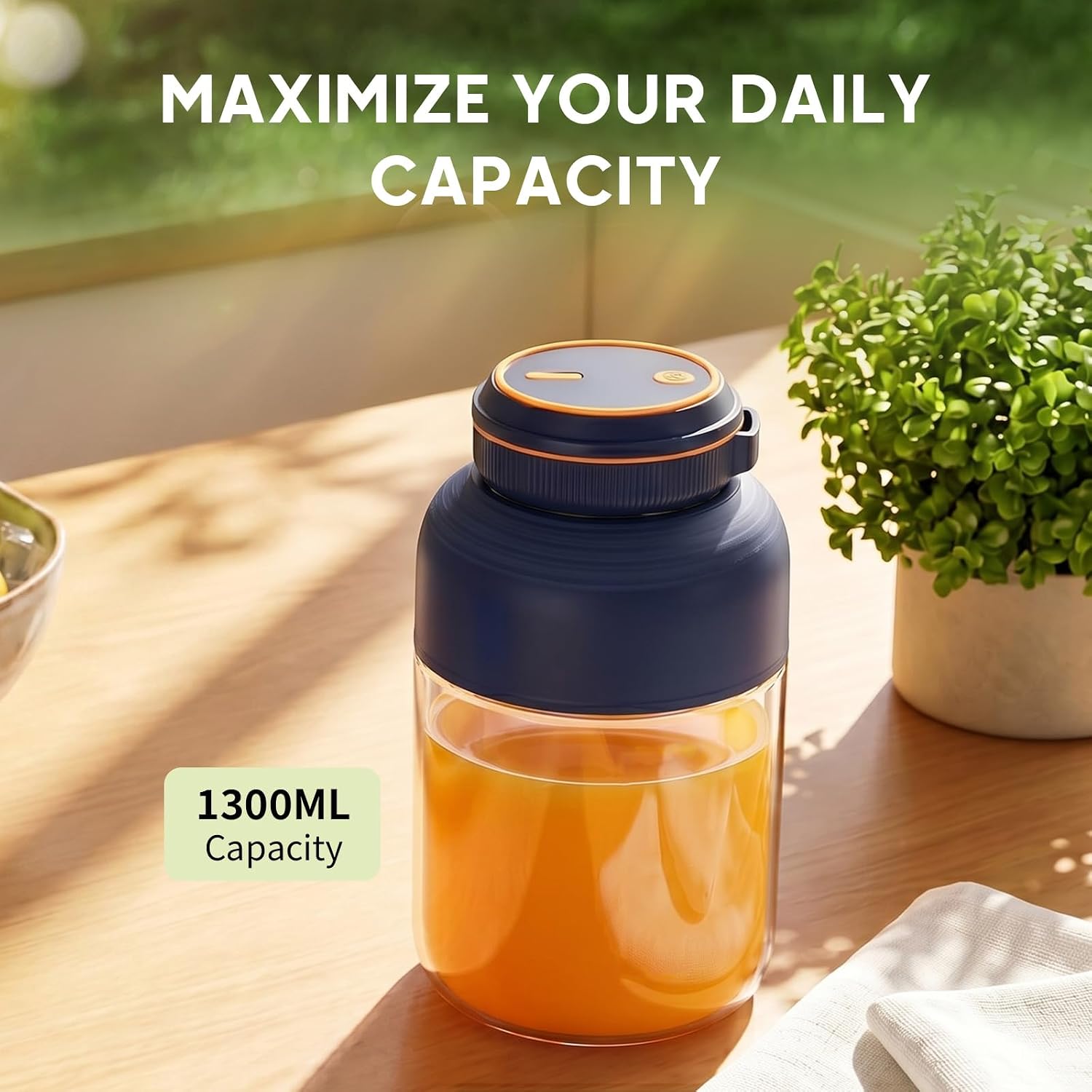 Portable Wireless Juicer Cup, 45 Oz Portable Juicer Blender for Fruits, Vegetables, Smoothies & Travel
