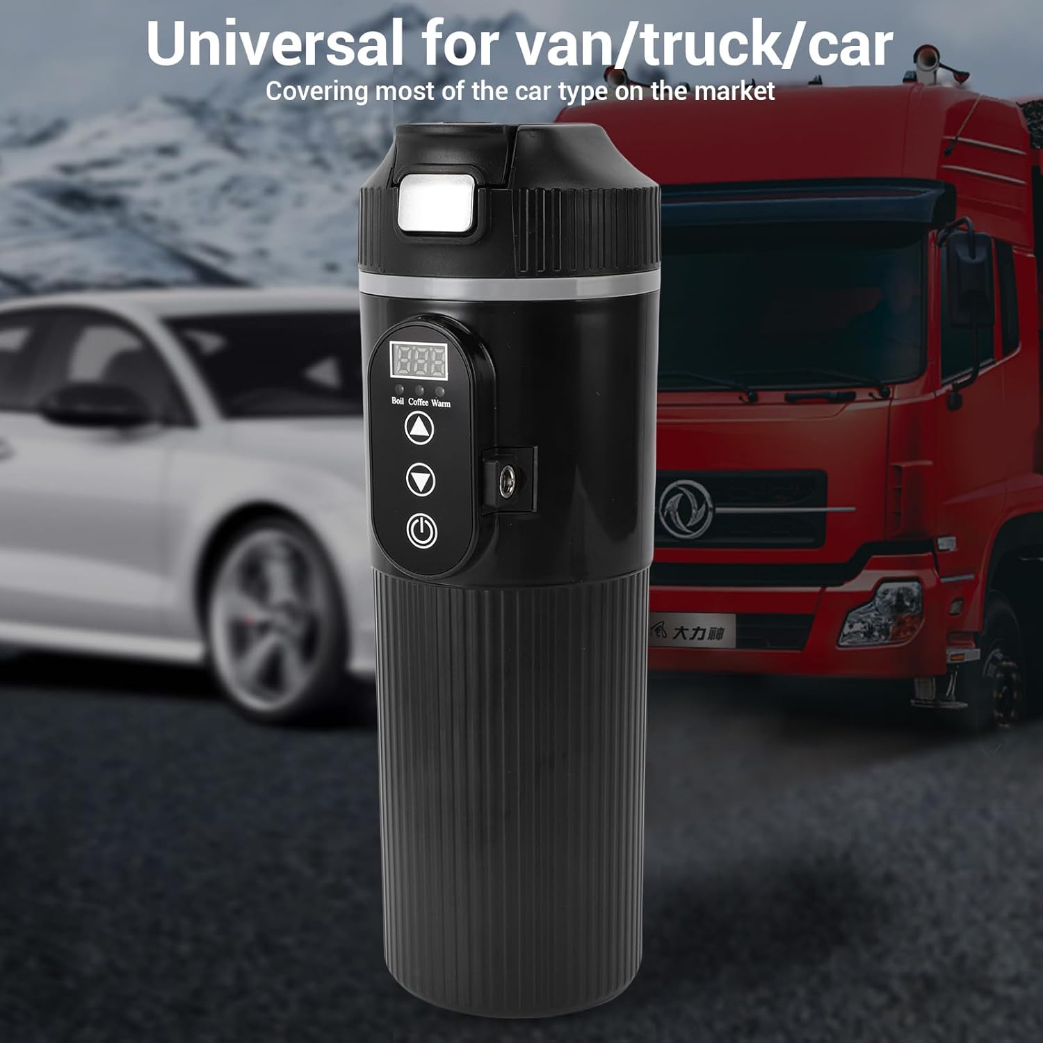 Temperature Display Car Electric Kettle Touchscreen 304 Stainless Steel Heated Travel Mug for On-the-Go 500ML