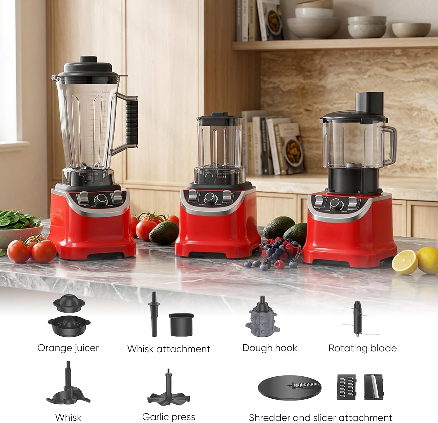 10-in-1 Blender 9500W Smoothie Maker, 3L 32000RPM High Speed Blender, Multi-function Mixer Blender Food Processor for Juice, Meat Grind, Puree, Dough, Slicing & Shredding, Kitchen Tool