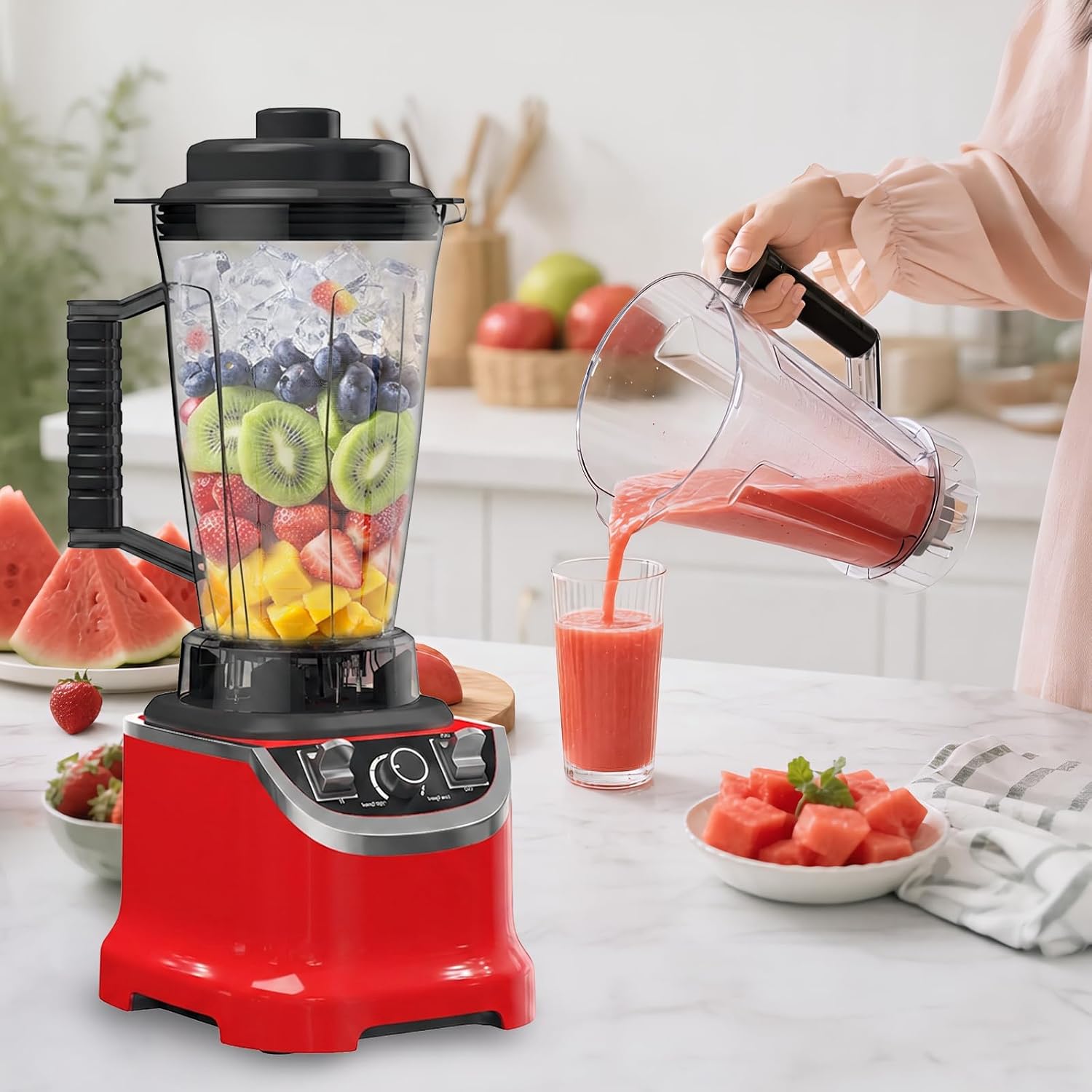 10-in-1 Blender 9500W Smoothie Maker, 3L 32000RPM High Speed Blender, Multi-function Mixer Blender Food Processor for Juice, Meat Grind, Puree, Dough, Slicing & Shredding, Kitchen Tool