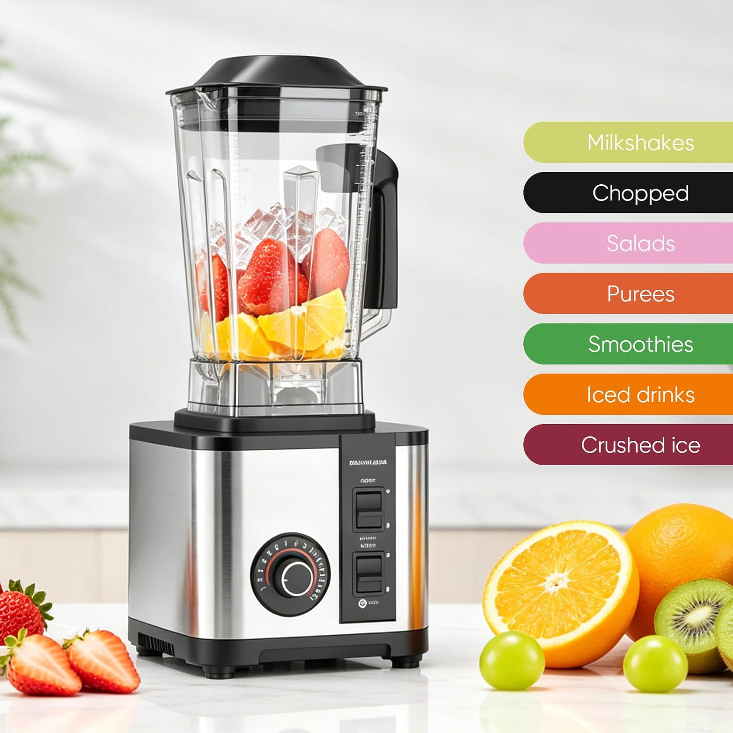 Multi-Function Blender, 9500w Heavy Duty Blender, Kitchen Blenders, 24000rpm, 2.5l/Bpa Free/Stainless Steel Hard Blade, 8 Blades, for Crushing Frozen Fruits, Ice Cubes, Milkshakes, Cocktails