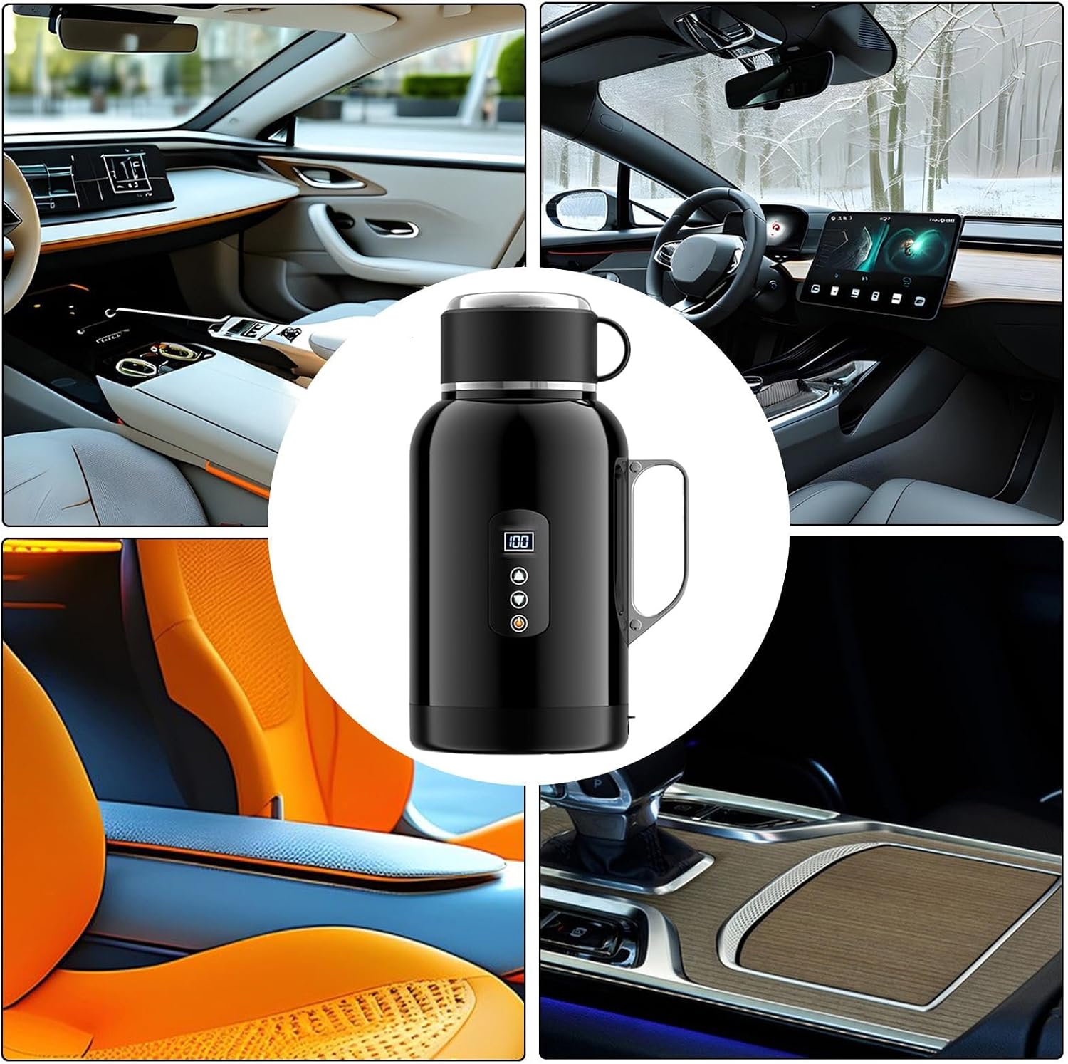 Electric Hot Water Kettle 1.5 L Quick Heating 12/24 V Portable | Hot Water Heater For Travel Home-Work Daily Camping Outdoor Travel Road Travel And Driving