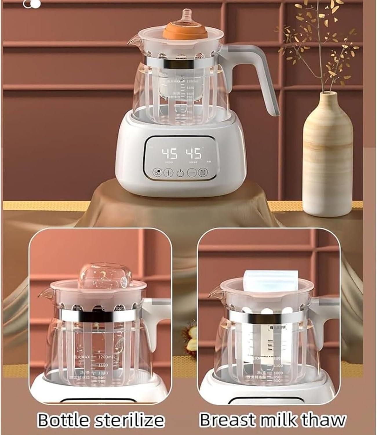 Electric Tea Kettle with Temperature Control, 1.3L Glass, 72H Keep Warm, 360° Heating Base, Fast Boil, LED Temperature Display for Perfect Brews