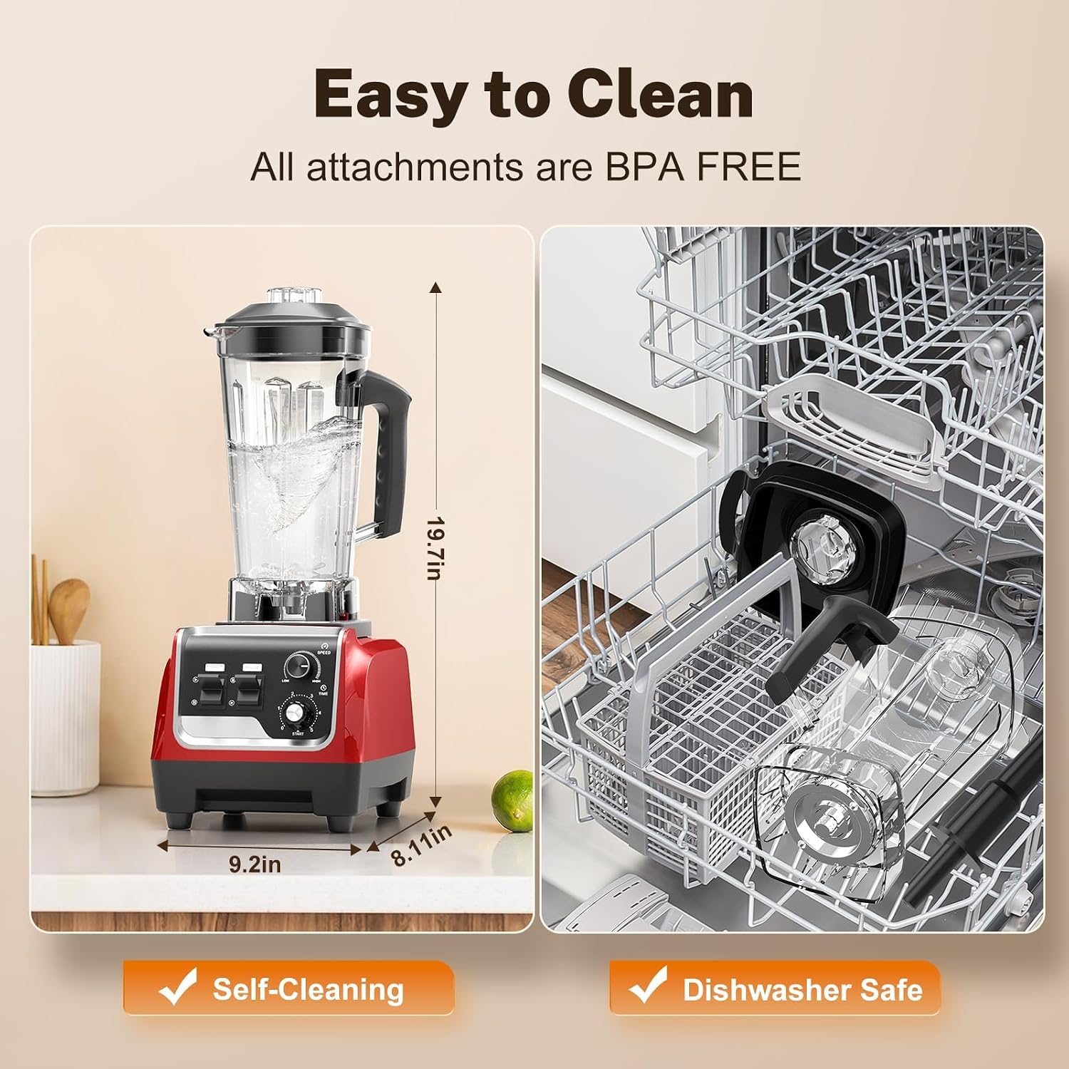 1800W Blender for Smoothies, Countertop Blenders for Kitchen with 70 Oz BPA-Free Pitcher and 20 oz To-Go Cup, 28000 RPM High-Speed Motor Blender for Ice Crushing, Frozen Drinks, Milkshakes (Dark Red)